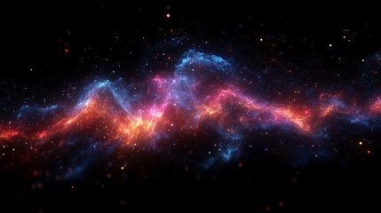 Cosmic Nebula Red Blue Swirling Starry Night