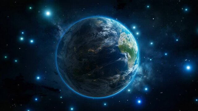 A mesmerizing video showcasing Earth from space, highlighting its beauty and vastness with a rotating, wide-angle camera angle.