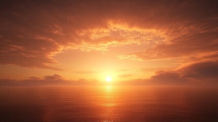 Fototapeta premium Golden Hour Ocean Sunset Seascape Panorama
