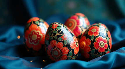 Khokhloma-style Easter eggs for a stylish Russian Easter celebration. 