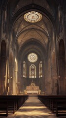 Fototapeta premium Sunlit Cathedral Interior