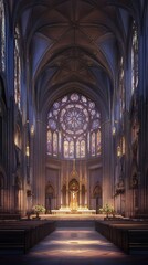 Fototapeta premium Gothic cathedral interior, serene light