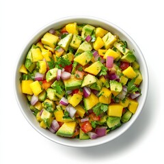 A refreshing mango avocado salsa with diced mango, avocado, red onion