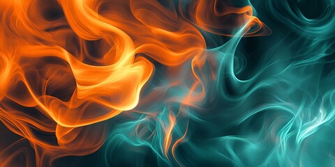 Abstract Fire and Flame Artwork with Neon Glow, Fluid Movement, and Dynamic Colors
