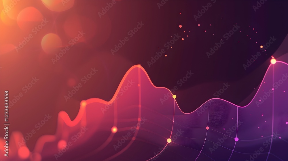 Poster abstract visualization of data trends with vibrant colors and wave patterns.