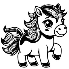 Horse | Domestic Animal | Baby Horse | Cute Little Pony | Farm Animal | Farm Life | Farmer Dad | Cute Horse Face | Original Illustration | Vector and Clipart | Cutfile and Stencil