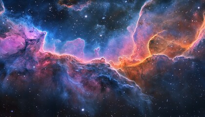 Cosmic Nebula Displays Vivid Colors and Stars