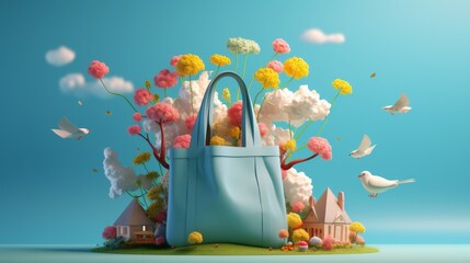 3D Cartoon Style International Plastic Bag Free Day Celebration