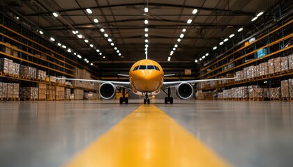 cargo management warehouse scheduling. Warehouse interior featuring a digital board with a timeline of cargo arrivals and departures, efficient scheduling concept