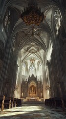 Grand cathedral interior bathed in light