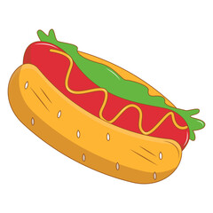 Junk Food with Cute Cartoon Design. Vector Illustration