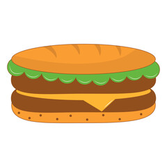 Junk Food with Cute Cartoon Design. Vector Illustration
