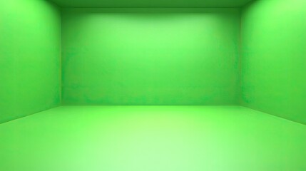 Empty lime green room interior, studio background, product display