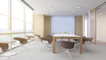 meeting room in office,conference room with furniture,board for mock up,3d rendering