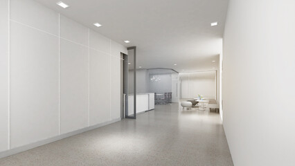 Company hallways and meeting rooms,office space,3d rendering