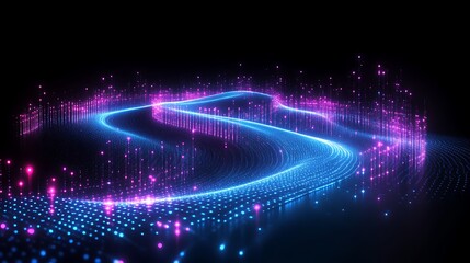 Obraz premium Abstract glowing blue and pink digital wave