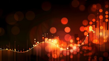 Fototapeta premium Abstract design featuring glowing lines and bokeh effects in warm colors.