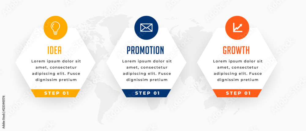 Sticker modern corporate infographic workflow element template with 3 step