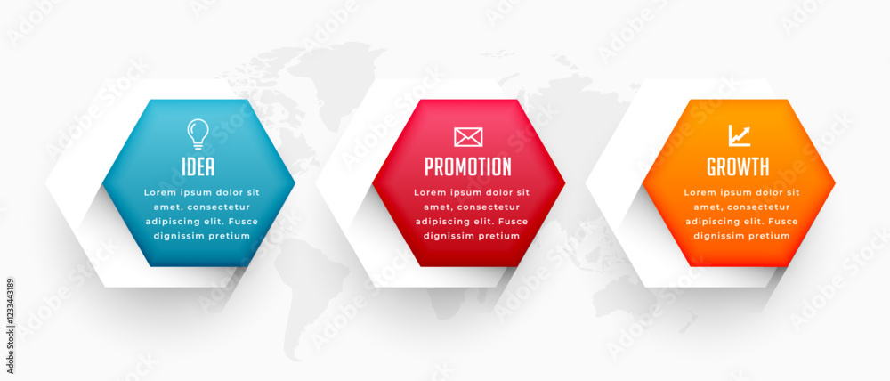 Wall mural modern style infographic workflow chart template with 3 step