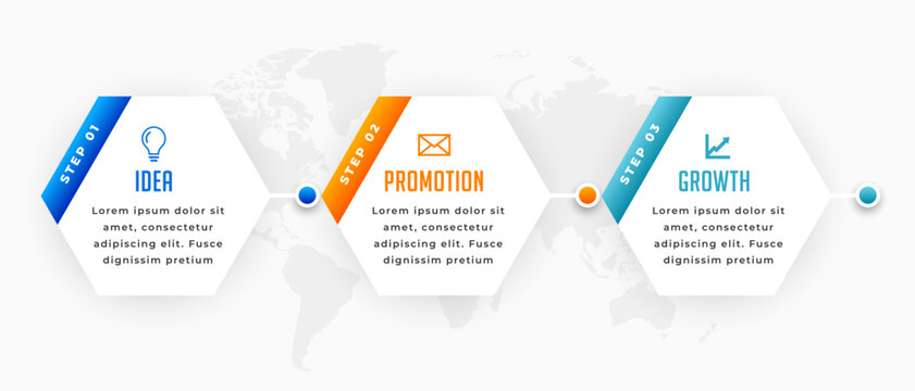 3 step infographic process chart template for business marketing