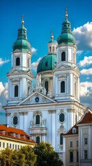 Obraz premium Elegant church with green domes