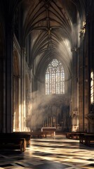 Obraz premium Sunbeams illuminate church interior