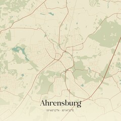 Vintage map of Ahrensburg, Germany.