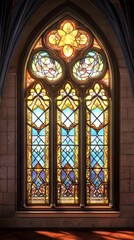 Fototapeta premium Ornate stained-glass church window