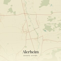 Vintage map of Alerheim, Germany.