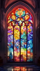 Obraz premium Vibrant stained-glass church window