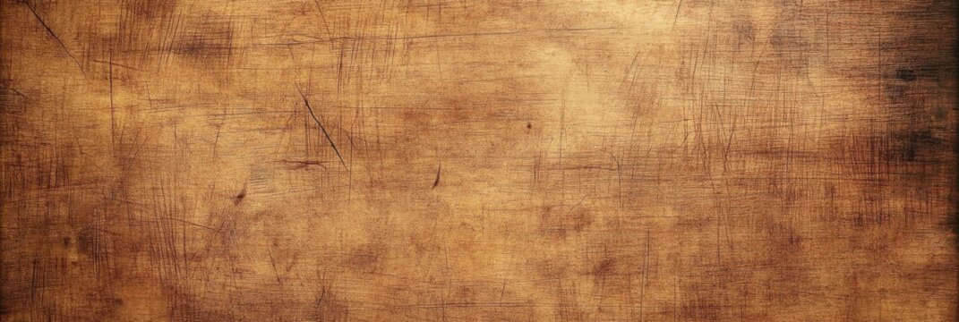 Aged copper texture, weathered metal surface, rustic patina, warm orange and brown tones, scratched and worn appearance, industrial background, vintage metallic finish, abstract grunge texture, panora