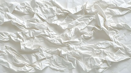 A close-up of crumpled white paper, creating a textured and abstract background.
