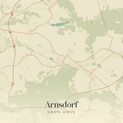 Fototapeta premium Vintage map of Arnsdorf, Germany.