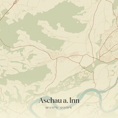Vintage map of Aschau a. Inn, Germany.