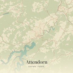 Vintage map of Attendorn, Germany.