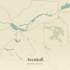 Vintage map of Aventoft, Germany.
