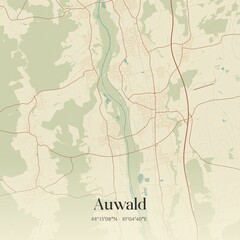 Vintage map of Auwald, Germany.
