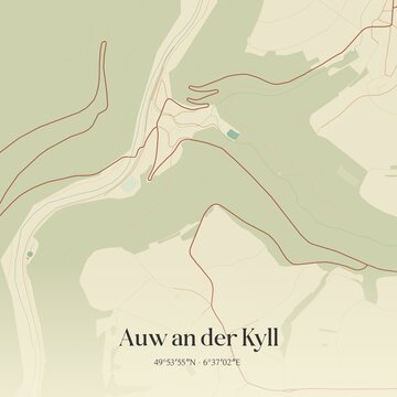 Vintage map of Auw an der Kyll, Germany.