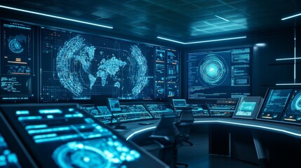 Future-proof cybersecurity AI command center, cybersecurity operations room with AI-driven threat detection and response systems, Cybersecurity AI style