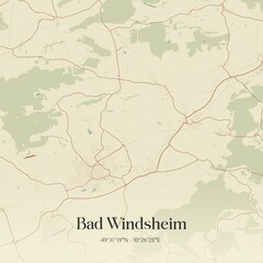 Obraz premium Vintage map of Bad Windsheim, Germany.