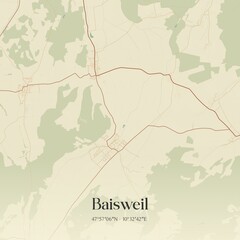 Fototapeta premium Vintage map of Baisweil, Germany.