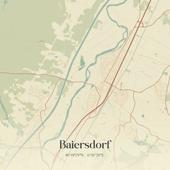 Fototapeta premium Vintage map of Baiersdorf, Germany.