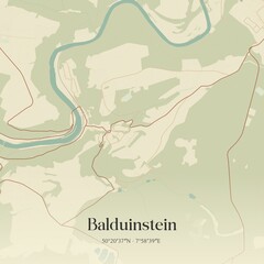 Vintage map of Balduinstein, Germany.
