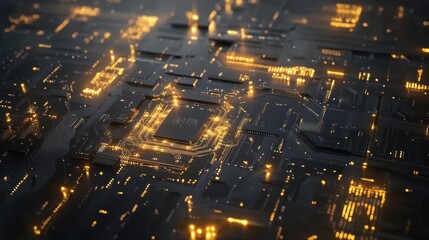 High Tech Circuit Board with Glowing Connections Abstract Technology Background Image