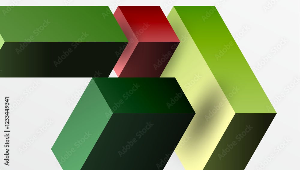 Aufkleber Sleek abstract design featuring isometric 3D blocks in a clean, modern composition. Perfect for tech-inspired themes, with vibrant colors and geometric precision
