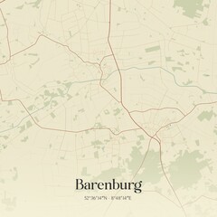 Fototapeta premium Vintage map of Barenburg, Germany.