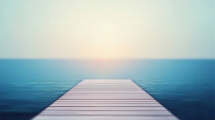 Fototapeta premium Serene Wooden Dock over Calm Water at Sunset