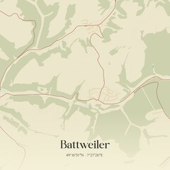Vintage map of Battweiler, Germany.