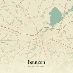 Fototapeta premium Vintage map of Bautzen, Germany.