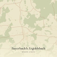 Vintage map of Bayerbach b. Ergoldsbach, Germany.